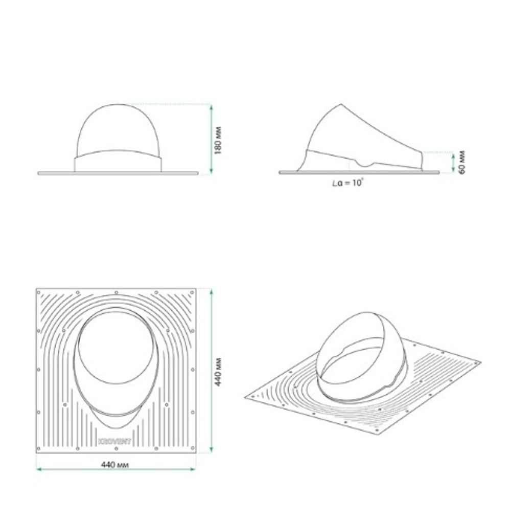 Основание Krovent Base-VT 125/150 коричневый/красный/серый/зеленый/кирпичный/черный