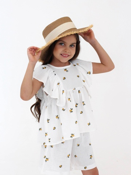 Костюм из муслина топ и шорты "Лимоны"