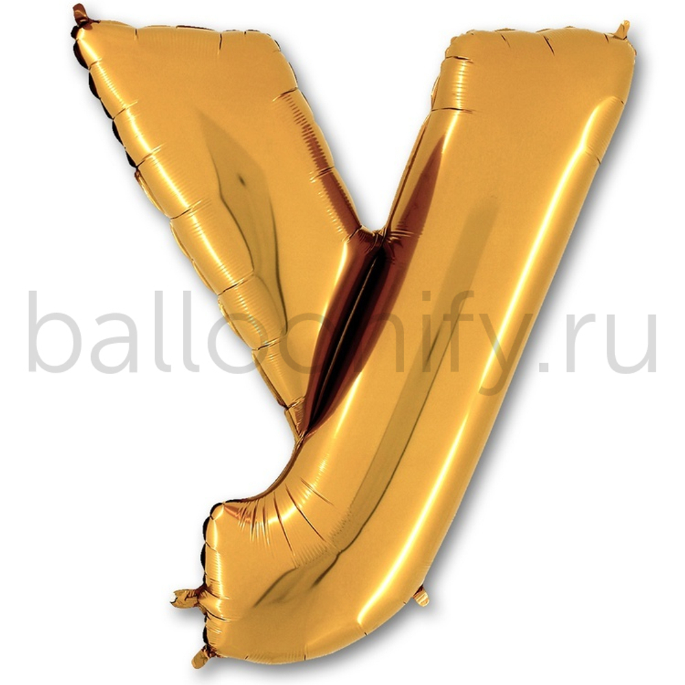 Фольгированная фигура, Буква У 100 см Gold