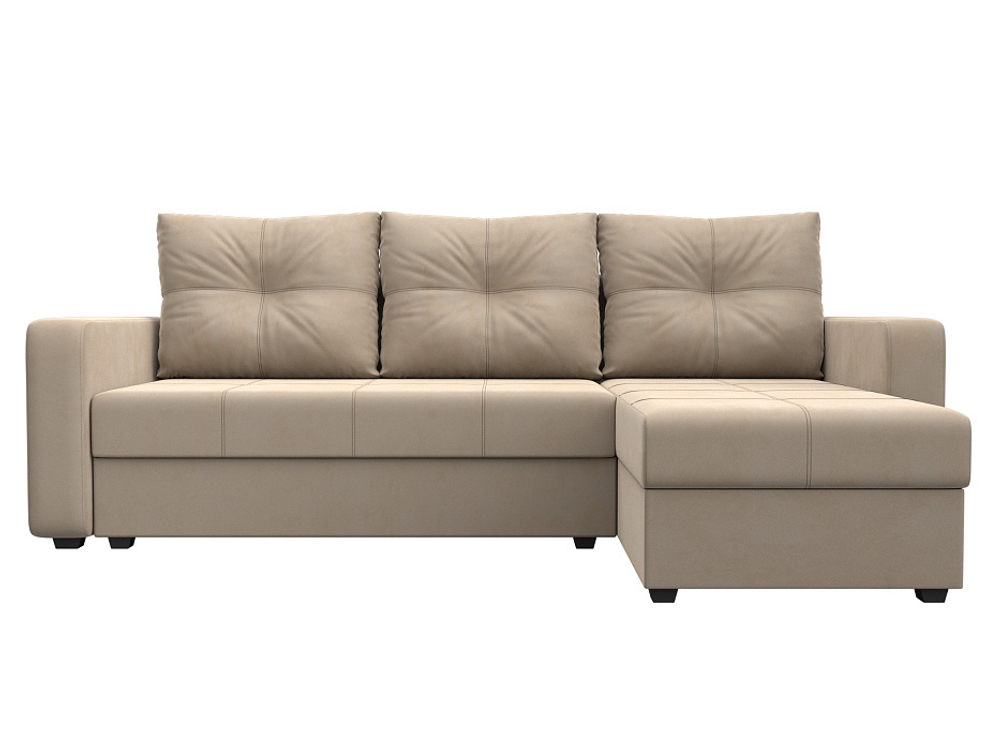 Диван угловой Ливерпуль Лайт правый угол, Бежевый, Велюр, 117718