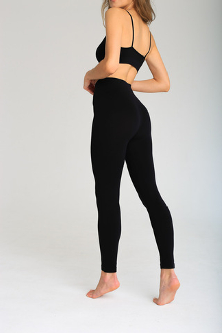 Леггинсы на высокой посадке с широкой резинкой (Черный)