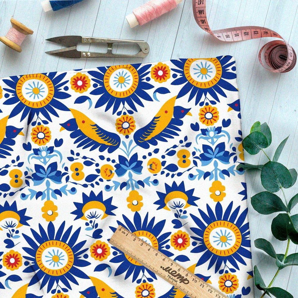 Ткань премиум шелк искусственный Армани мозаичный мотив