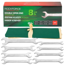 Набор ключей рожковых 8пр.(8x10,9x11,12x13,14x15,16x17,18x19,21x23,22x24мм), на полотне RockForce##Rock FORCE RF-5084P