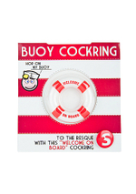 Эрекционное кольцо на пенис Buoy Welcome On Board (Цвет: белый с красным)