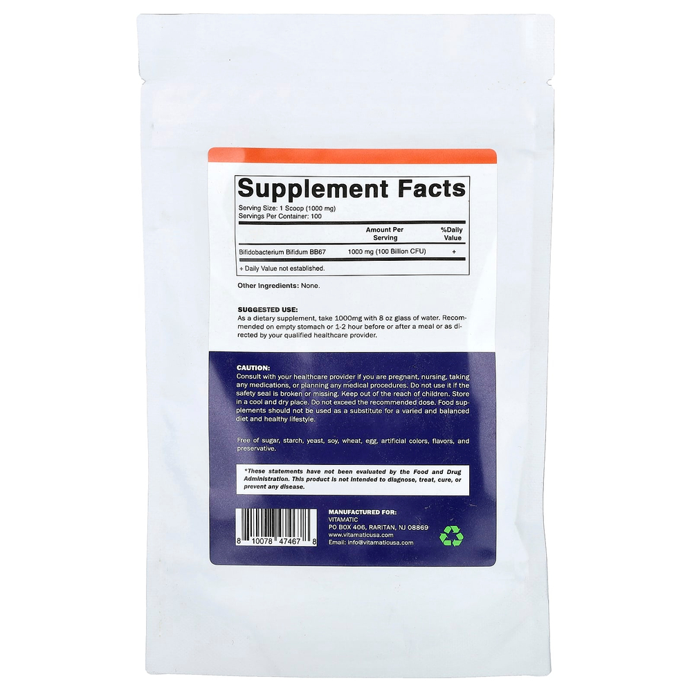 Vitamatic, бифидобактерии бифидум (Bifidobacterium bifidum), 100 г (3,5 унции)