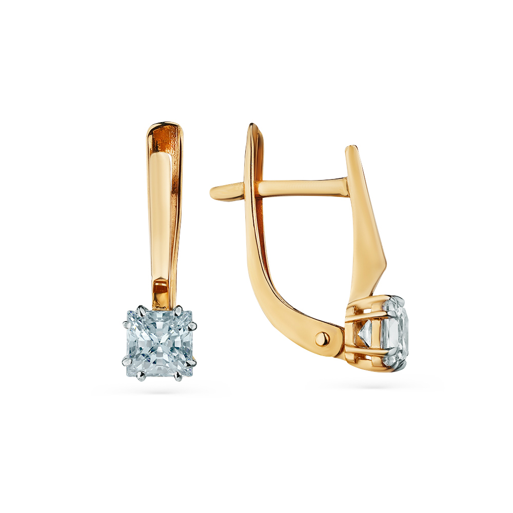 Серьги из золота 585 пробы с 2 Фианит