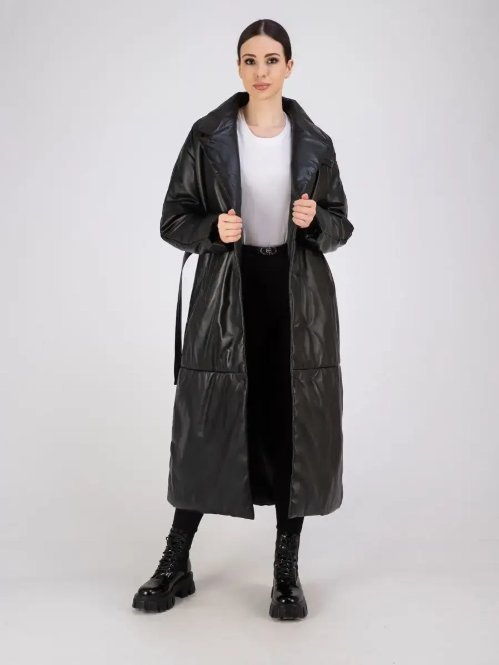 Пальто кожаное из натуральной кожи