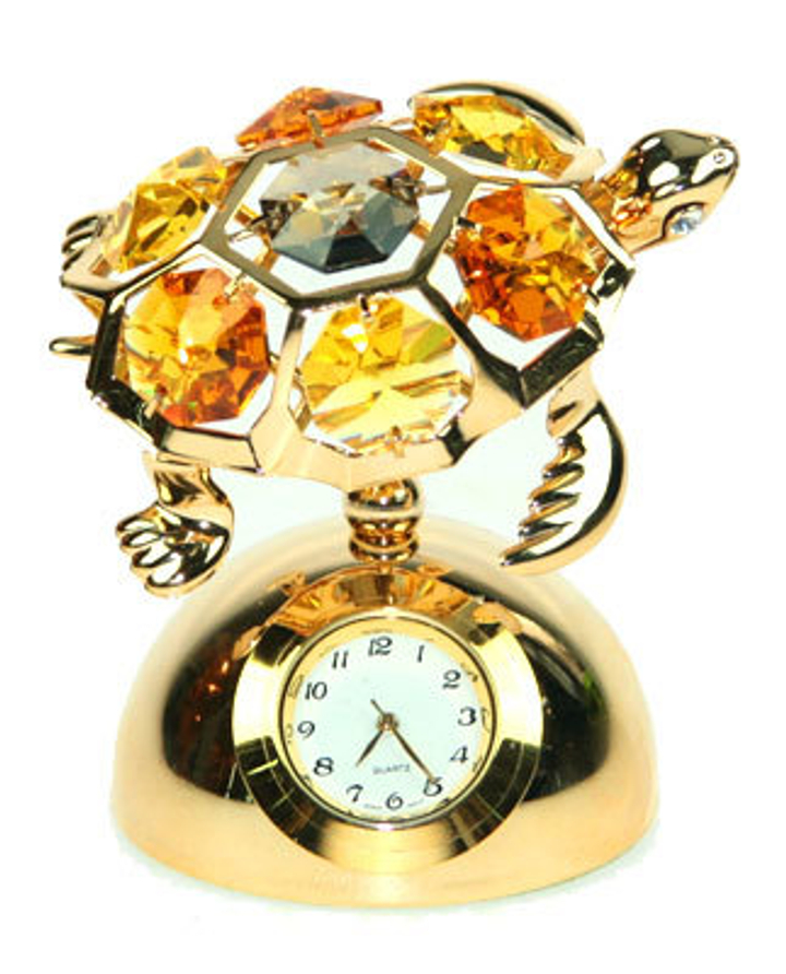 Фигурка декоративная Crystocraft с часами Черепаха с кристаллами Swarovski, 6 см