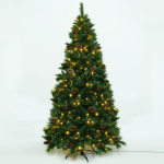 Елка светодиодная «Лесная метель» 240 см, ПВХ+леска (шишки и напыление) 1511 веток, 310 ламп LED,Теплый белый