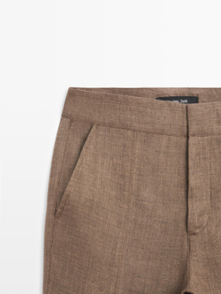 Massimo Dutti Брюки-клеш из 100% льна, коричневый