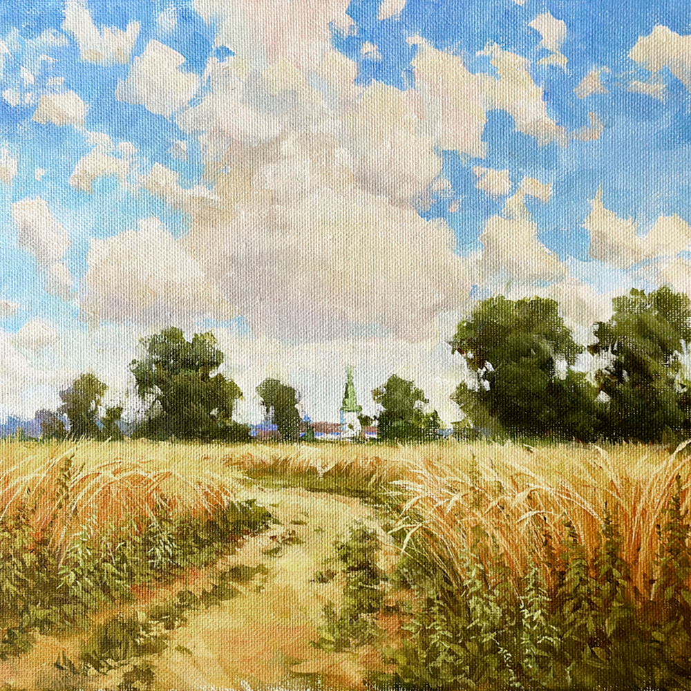 Трошина Елена Сергеевна (род. 1990). В поле. Холст, масло. Россия 2019.