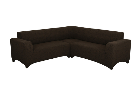 Чехол Жаккард без оборки на угловой диван, цвет Кофе с молоком