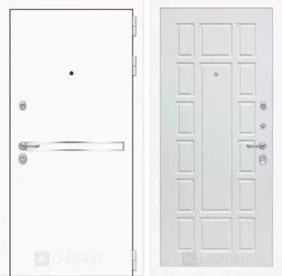 Дверь входная Лабиринт Лайн WHITE 12 - Белое дерево металлическая