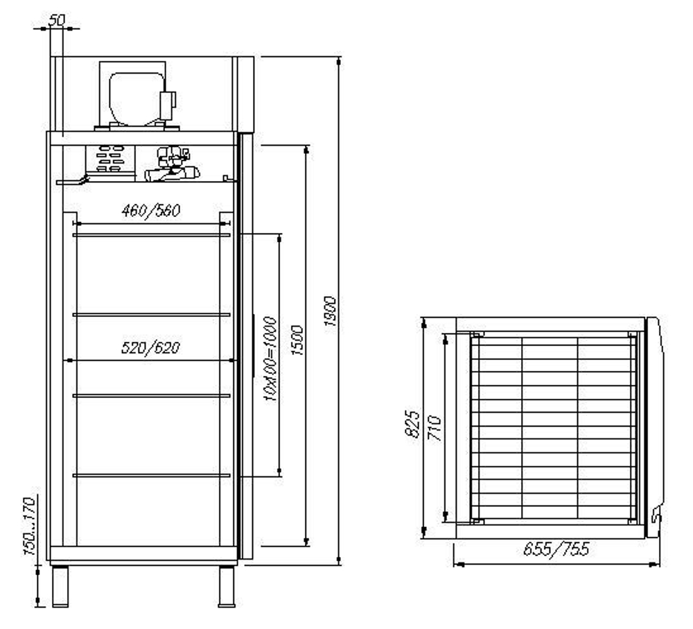 Холодильный шкаф с металлическими дверьми Полюс V700 Сarboma INOX
