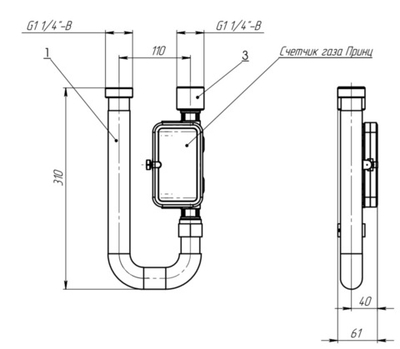 Монтажный комплект для замены счетчика МК25-L110 BK G1,6, BK G2,5 , BK G4 (L110) на ПРИНЦ