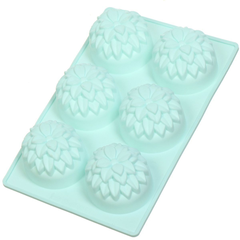 Форма для выпечки силикон, 17.5х29.5 см, прямоуг, 6 кексов, Daniks, Хризантемы Квантум, Y4-5177