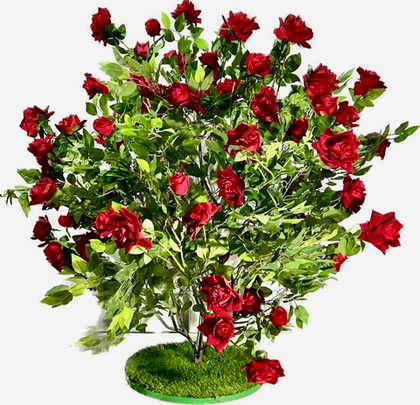 Искусственный куст "Роза алая 1,3м"