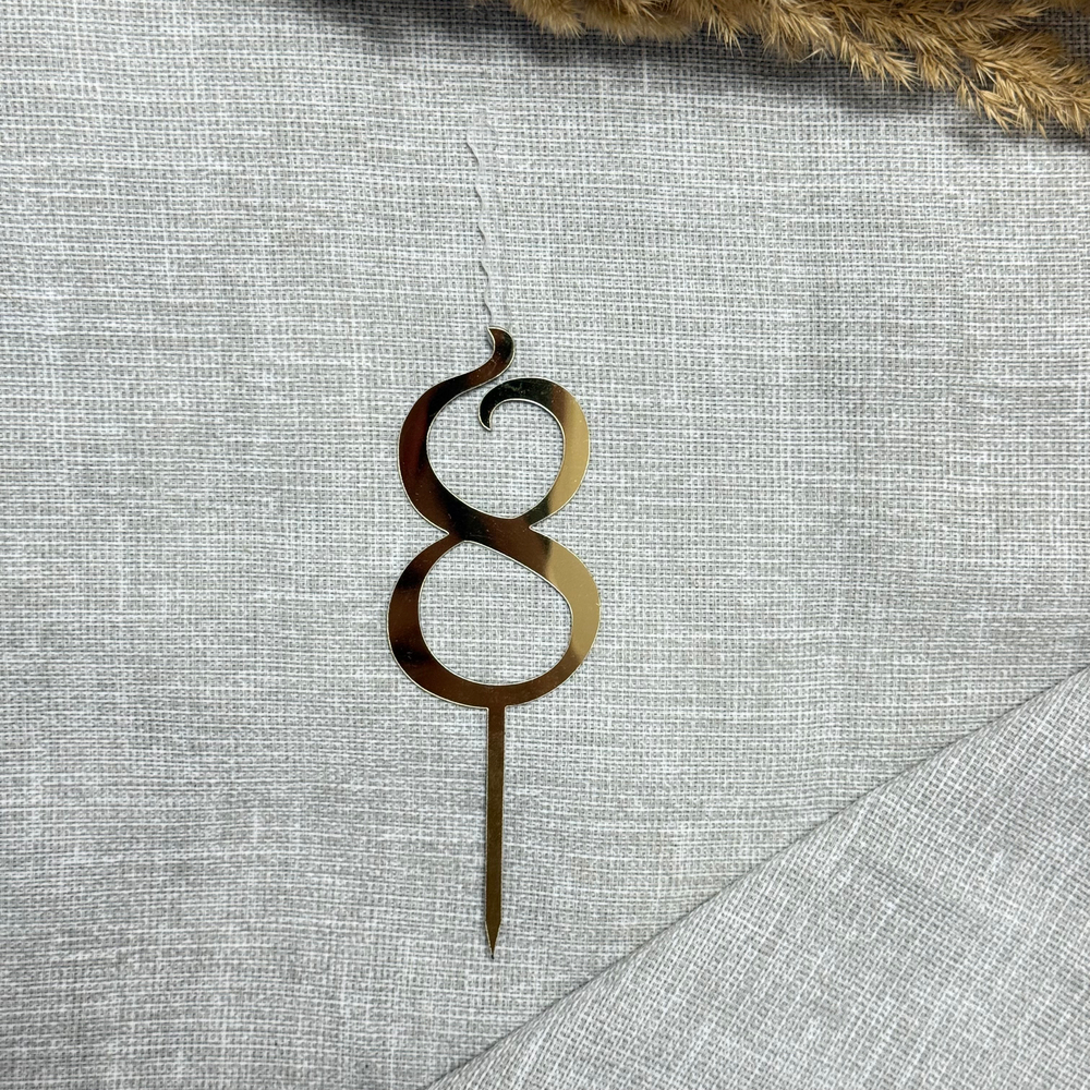 Свеча-топпер цифра «8» в золотом цвете