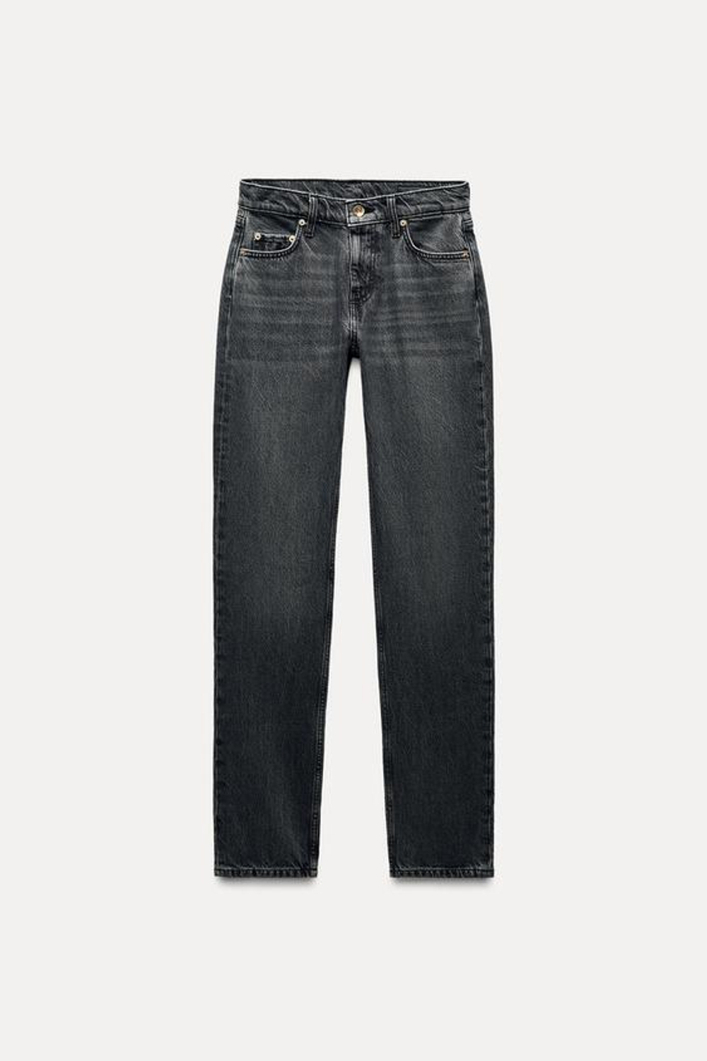 ZARA ДЖИНСЫ ПРЯМОГО КРОЯ С НИЗКОЙ ПОСАДКОЙ — ZW COLLECTION, ЧЕРНЫЙ