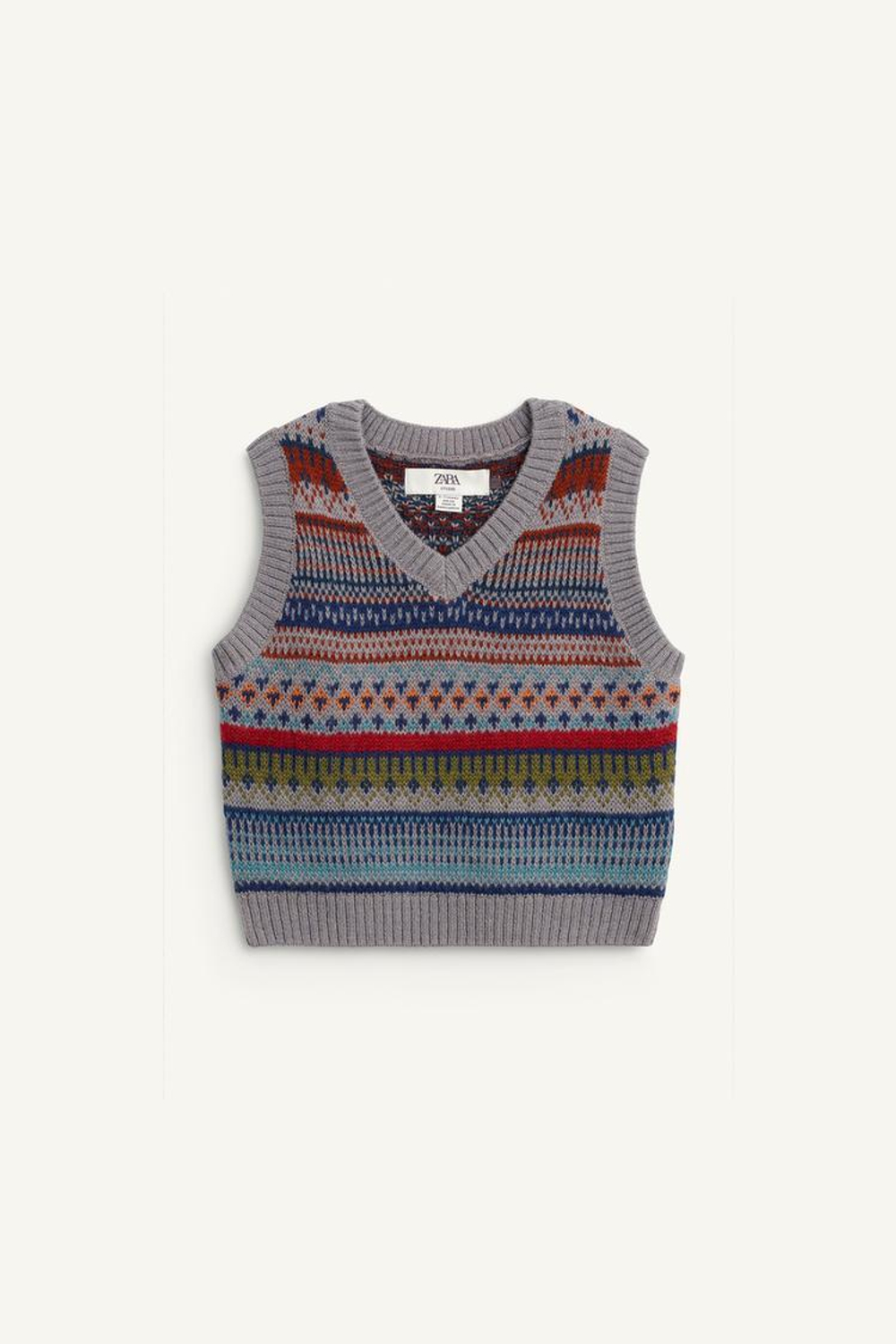 ZARA ВЯЗАНАЯ ЖИЛЕТКА БЕЗ РУКАВОВ, РАЗНОЦВЕТНЫЙ