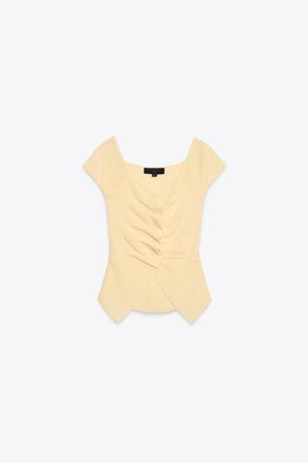 ZARA ТРИКОТАЖНЫЙ ТОП СО СБОРКАМИ, ЖЕЛТЫЙ