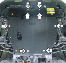 Защита двигателя и кпп для Kia Sorento 2009-2012 Motodor.71005
