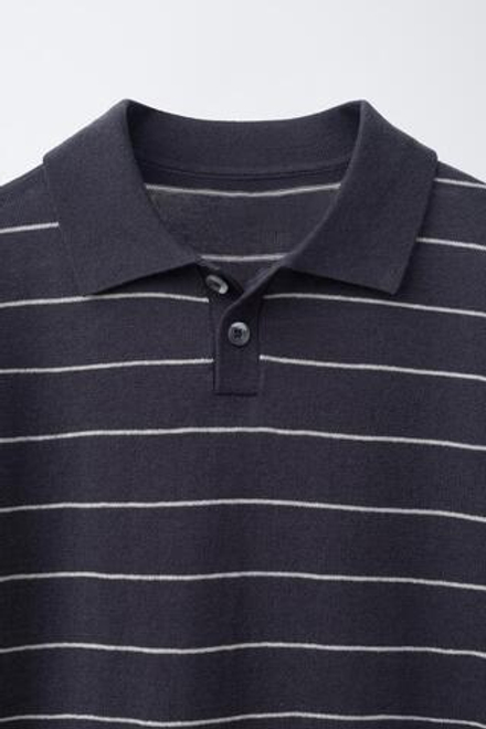 ZARA ПОЛО ИЗ ХЛОПКА И ЛЬНА В ПОЛОСКУ, СЕРЫЙ/БЕЖЕВЫЙ