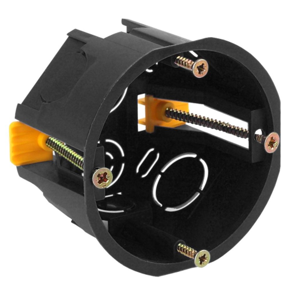 Коробка установочная ЭРА KUP-68-45-black черная 68х45мм для полых стен саморезы пластиковые лапки IP20 | Коробки монтажные установочные для полых стен