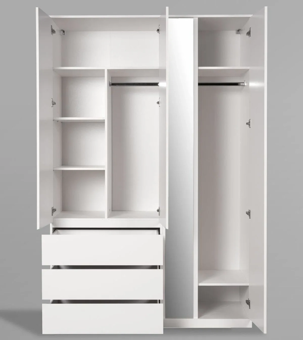 Шкаф распашной Варма Стор 144 с зеркалом, 222*144*57 см, скандинавский дуб