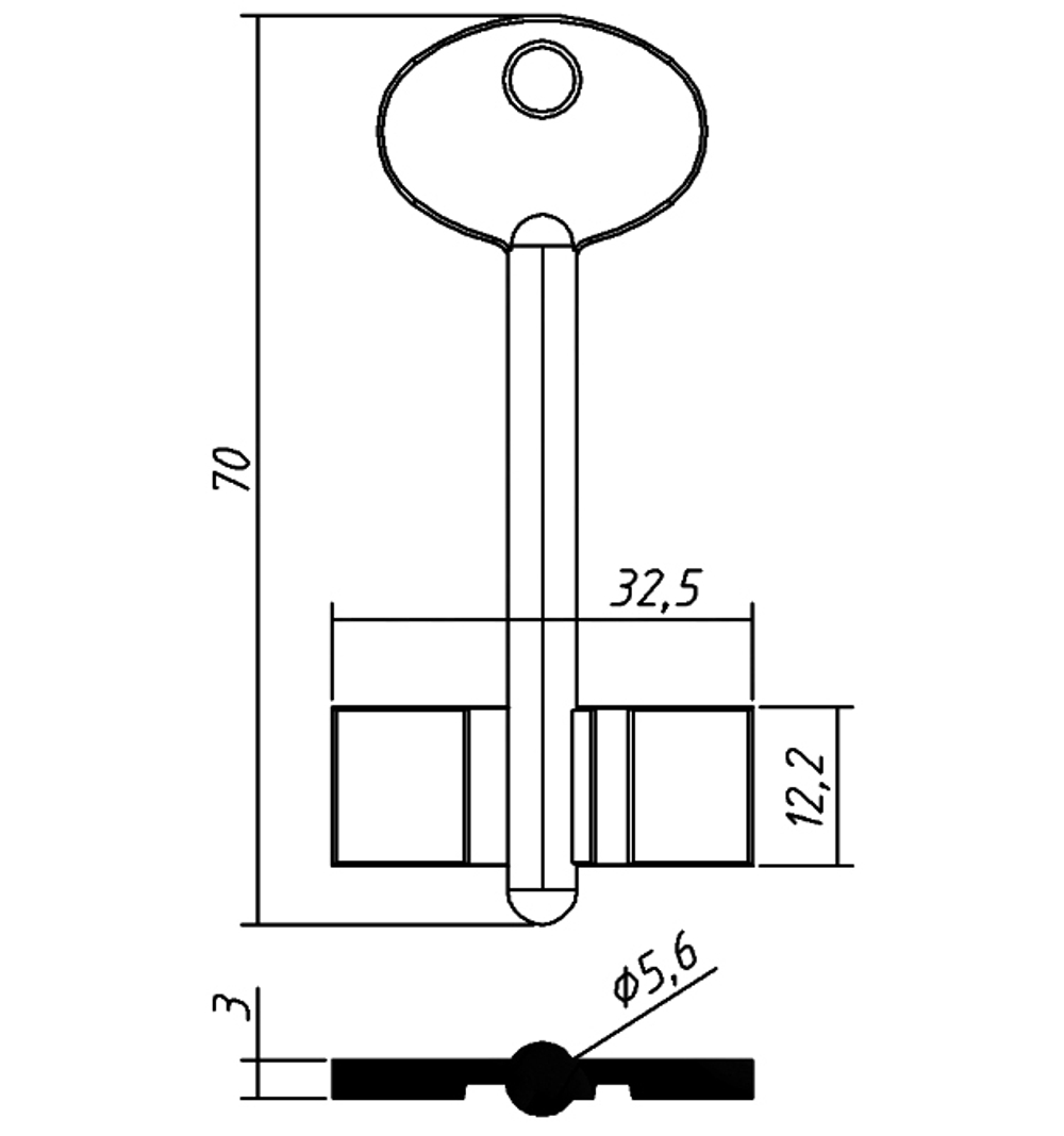 Заготовка сувальдного ключа 14213 TLU14D ТУЛА (желтый)
