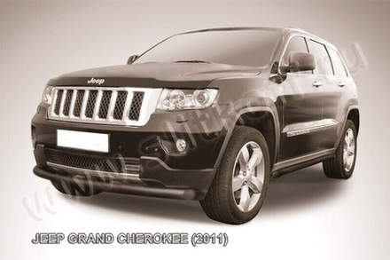 Защита переднего бампера Jeep Grand Cherokee (2010-2013) d76 радиусная серебристая