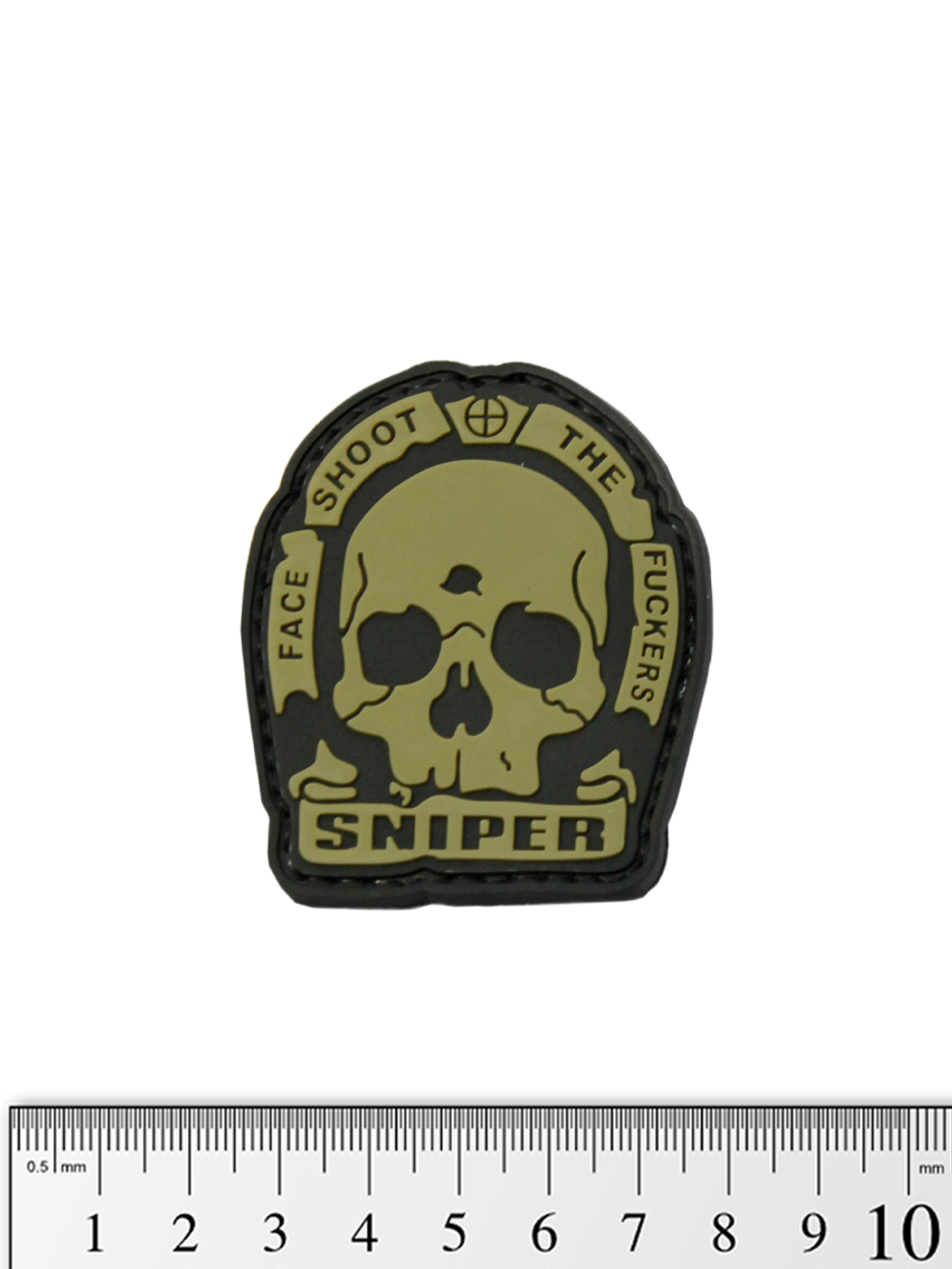 Шеврон Sniper Face Shoot the Fuckers PVC. Олива