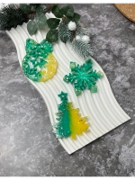 Набор новогодних елочных игрушек шар, елка, снежинка