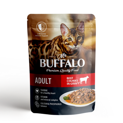 MR.BUFFALO Adult Beef Влажный корм для взрослых кошек с говядиной в соусе, 85 г
