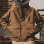 Классическая Ретро Рабочая одежда куртка с капюшоном и накладными карманами весенне-осенняя куртка.