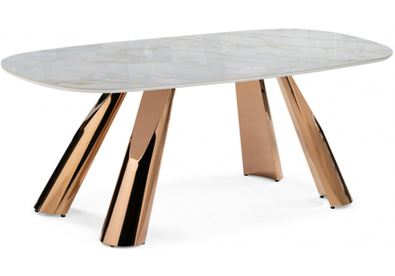 Керамический стол Woodville Танго 200х90 белый мрамор carla larkin, розовое золото
