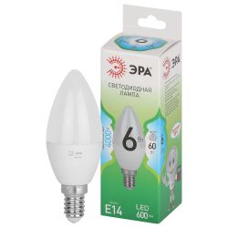 Лампочка светодиодная ЭРА GREEN LINE LED B35-6W-840-E14 GL E14 6 Вт свеча яркий белый свет