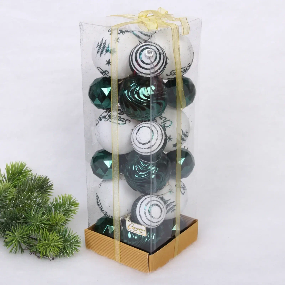 Набор шаров «Winter miracle» 7 см + 5 см (24 предмета), Изумруд/Золото