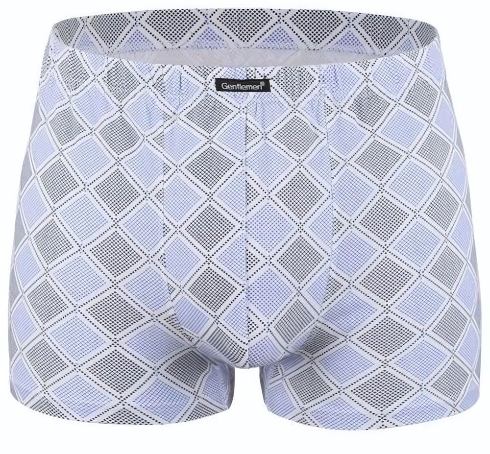 Мужские трусы-боксеры с ромбовидным принтом (Размер: XL) (Цвет: нежно-голубой)