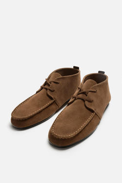 ZARA КОЖАНЫЕ БОТИНКИ - LIMITED EDITION, КОРИЧНЕВЫЙ