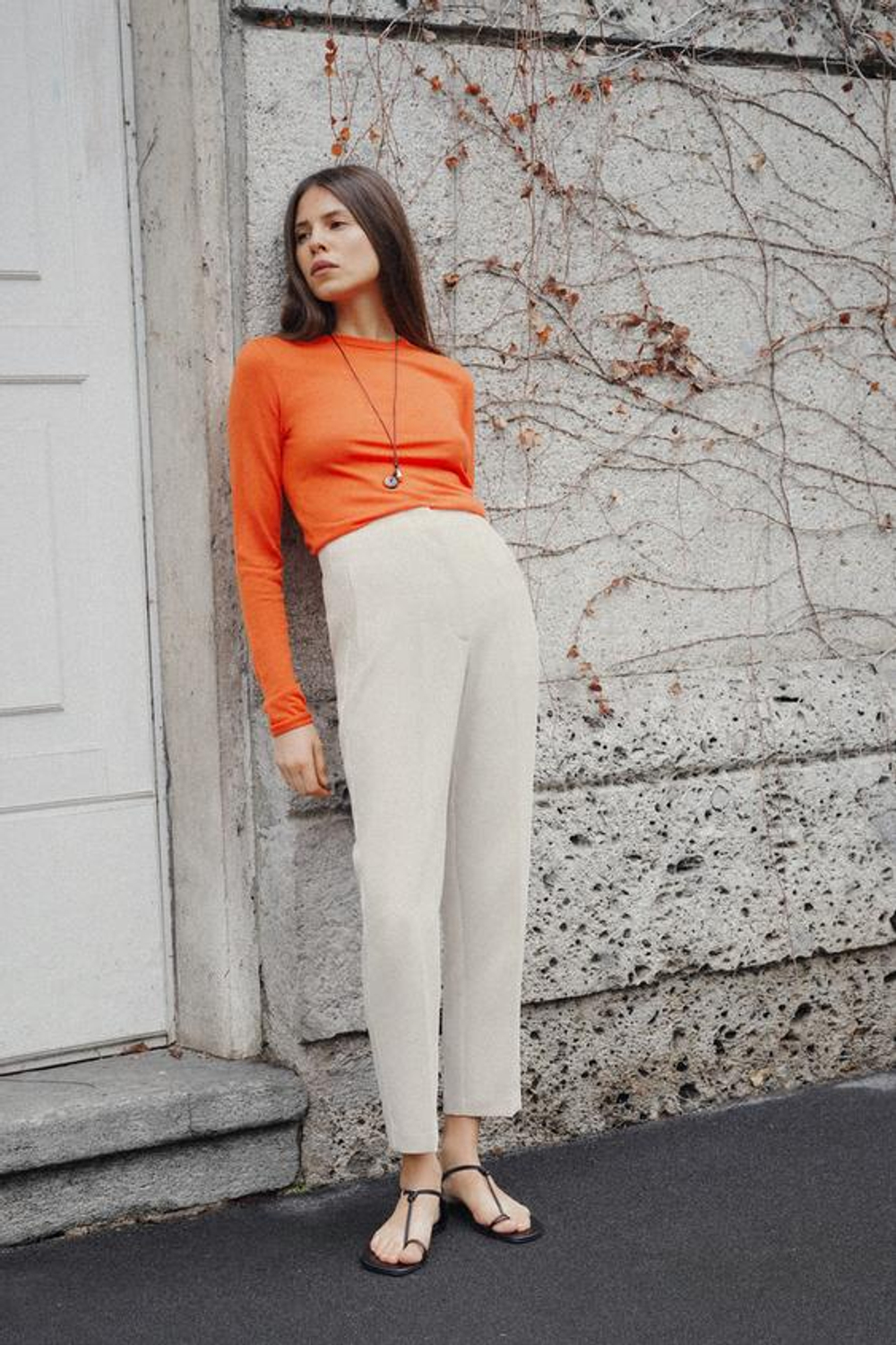 ZARA БРЮКИ С ВЫСОКОЙ ПОСАДКОЙ, СЛОНОВАЯ КОСТЬ