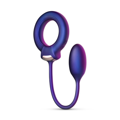 Фиолетовое эрекционное виброкольцо с анальным шариком Eclipse