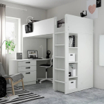 Кровать двухъярусная - IKEA SMÅSTAD/SMASTAD/СМОСТАД ИКЕА, 90x200 см, белый/черный