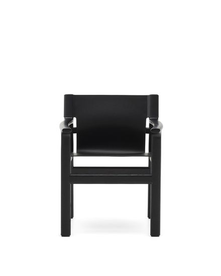 Стул Jan из переработанной кожи черного цвета и ясеня в черном цвете