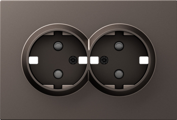 Накладка для розетки 2-й с заземлением,  со шторками 16A 250 В~,  мокко,  серия A07