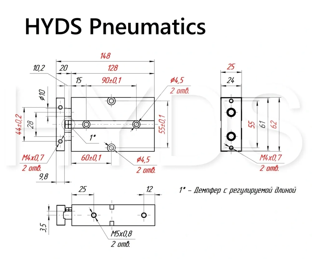 TN 20x70-S Пневмоцилиндр двухпоршневой
