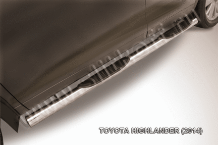 Пороги из нержавейки Toyota Highlander (2014-2016) d76 с проступями (черный цвет)