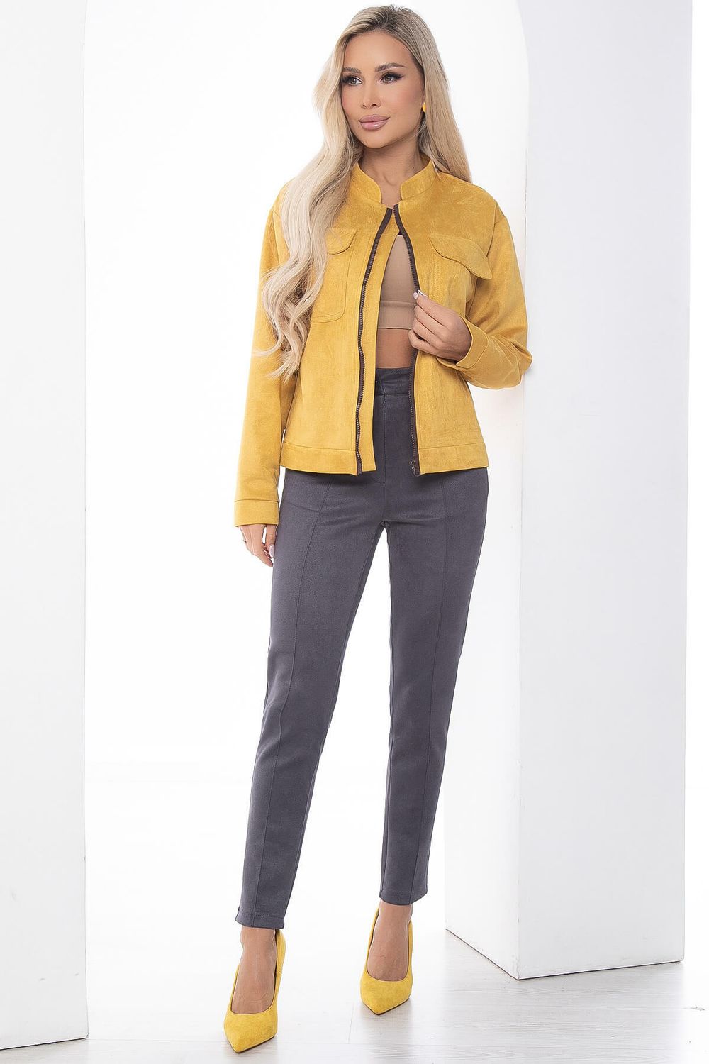 Жакет на молнии "Александра" (горчица) Б8899 LT Collection
