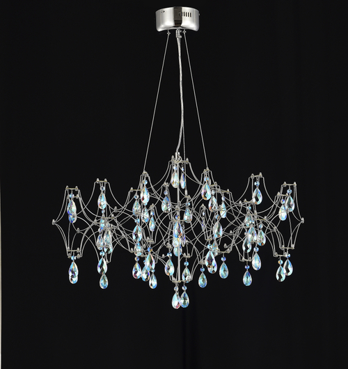 Подвесная люстра светодиодная с пультом и хрустальными подвесками K9 MyFar Ileria MR2651-57P-50СD
