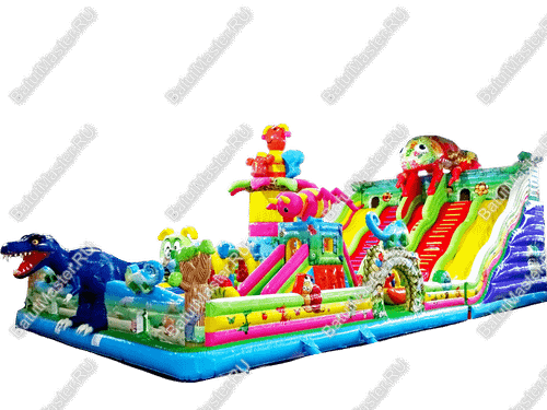 Мега-батут "Хамелеон и динозавры", 22*10*7 м
